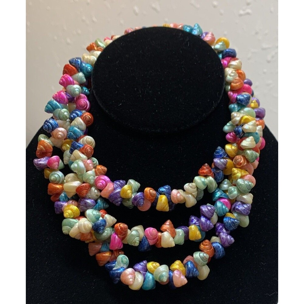 Vintage Trochus Shell Iridescent Necklace 48” 1940s 1950s Hawaiians Lei